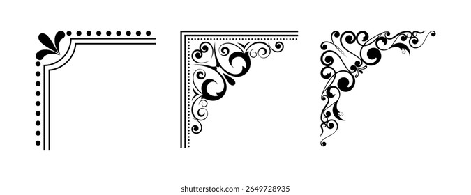 corners design elements on black colour