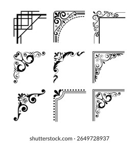 corners design elements on black colour