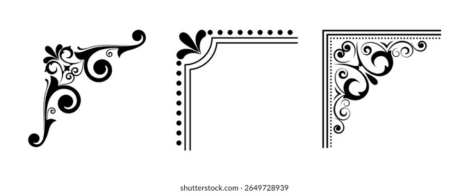 corners design elements on black colour
