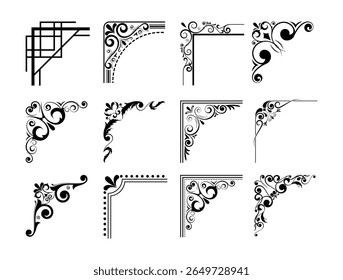 corners design elements on black colour