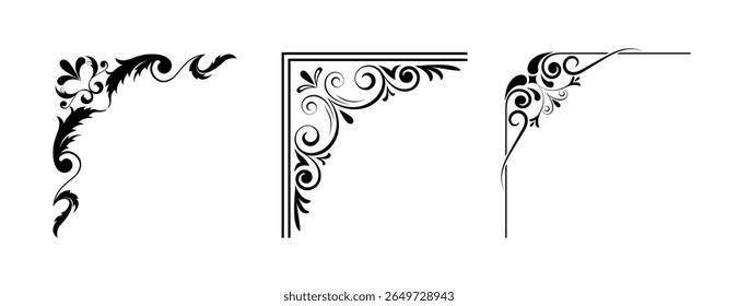corners design elements on black colour
