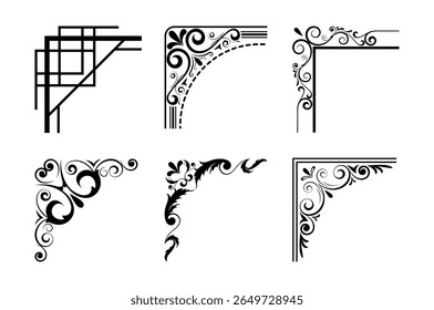 corners design elements on black colour