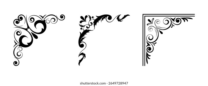 corners design elements on black colour