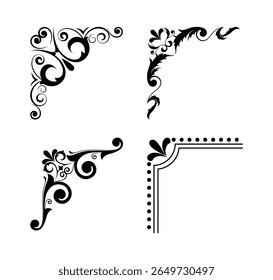 corners design elements on black colour