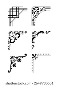 corners design elements on black colour