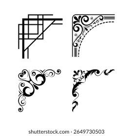 corners design elements on black colour