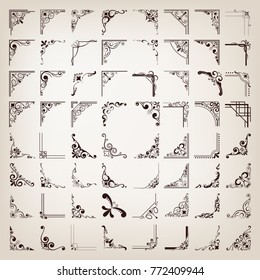 Corners Design Elements, Vintage Frame With Beautiful Filigree, Decorative Borders,vector Illustration