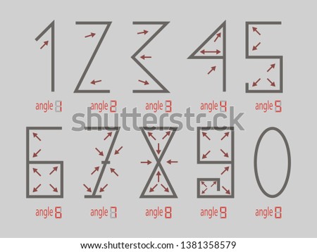 corners of figures, arrows. Figures 1 2 3 4 5 6 7 8 9 0. vector illustration