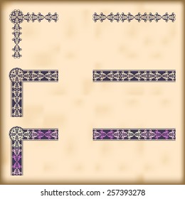 Corners and modular borders to create frames at any size 