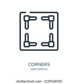 corners thin line icon. corner, style linear icons from user interface concept isolated outline sign. Vector illustration symbol element for web design and apps.