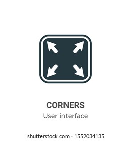 Corners vector icon on white background. Flat vector corners icon symbol sign from modern user interface collection for mobile concept and web apps design.
