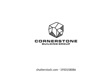 Ilustración del icono del vector del logotipo de la piedra angular