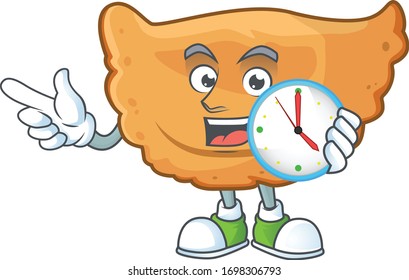 Cornes de gazelle mascot design concept holding a circle clock