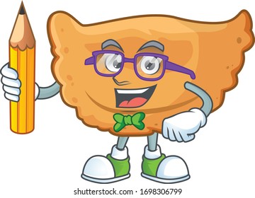 Cornes de gazelle student cartoon character studying with pencil
