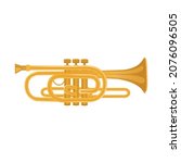Cornet Brass musical instrument isolated on white background.Vector.