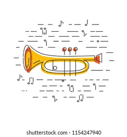 Cornet or horn icon isolated on background. Flat style. Vector illustration