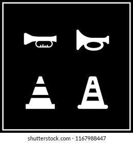 cornet icon. 4 cornet vector set. trumpet and cone icons for web and design about cornet theme