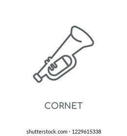 cornet linear icon. Modern outline cornet logo concept on white background from Music collection. Suitable for use on web apps, mobile apps and print media.