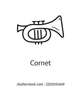 Cornet Outline Icon Design illustration. Music Symbol on White background EPS 10 File