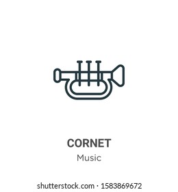 Cornet outline vector icon. Thin line black cornet icon, flat vector simple element illustration from editable music concept isolated on white background