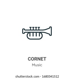 Cornet outline vector icon. Thin line black cornet icon, flat vector simple element illustration from editable music concept isolated stroke on white background