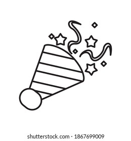 cornet party con diseño de ilustración vectorial de estilo de línea confetti