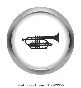 Cornet trumpet simple icon on round background