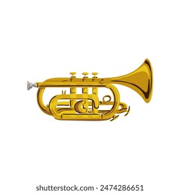 cornet, vector drawing musical instrument isolated at white background, hand drawn illustration