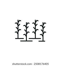 Cornfield icon. Simple corn plants in a row icon for social media, app, and web design. Vector illustration.