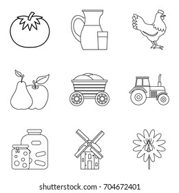 Cornfield icons set. Outline set of 9 cornfield vector icons for web isolated on white background