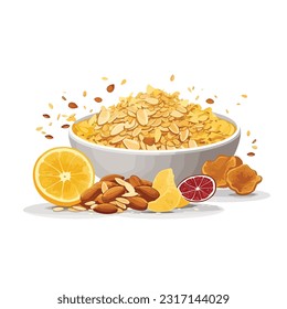 Cornflakes with almond  vector isolated on white