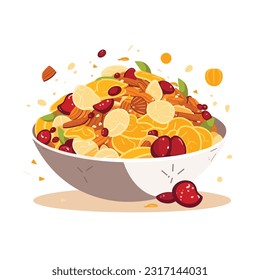 Cornflakes with almond  vector isolated on white