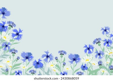 Cornflower background border frame.  German flower emblem national vector illustration. 