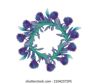 Cornflower Centaurea cyanus,  wreath flower template. Flower floral background. Vector illustration.
