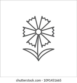 Cornflower editable outline icon - pixel perfect symbol of summer flowering plant in thin line art style isolated on white background. Beautiful centaurea cyanus floral element in vector illustration.