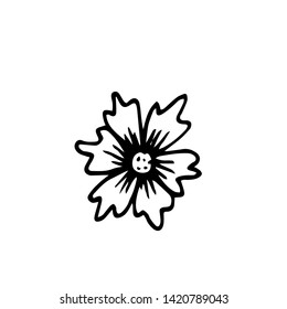 Cornflower icons set in hand drawn style. Vector illustration