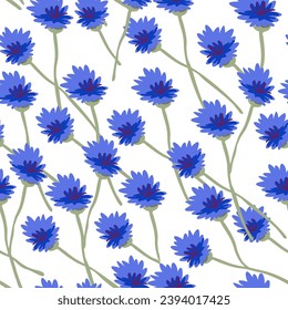 cornflower in vector.plant in semi-realistic style.pattern for wallpaper background print on fabric merch design