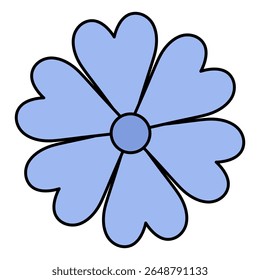 Flor de milho. Flor azul selvagem. Ilustração vetorial. Estilo de desenho animado. Fundo branco isolado. Ideia para web design.