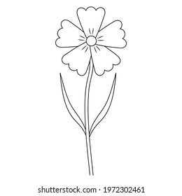Cornflower. Wild flower. Sketch. Vector illustration. Coloring book for children. Delicate plant. Outline on an isolated white background. Black and white illustration. Idea for web design.