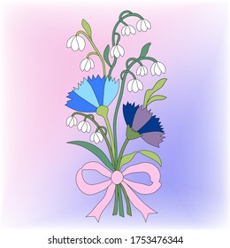 Cornflowers azul, hojas vectoriales de flores, set, dibujo para bordado en ropa, trajes tradicionales folclóricos, cinturón, cinta, corbata, objetos separados para tu proyecto