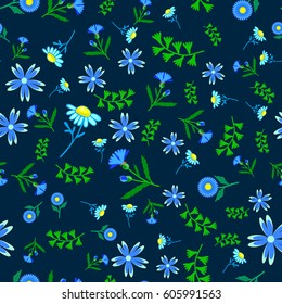 cornflowers and daisies seamless pattern summer popular