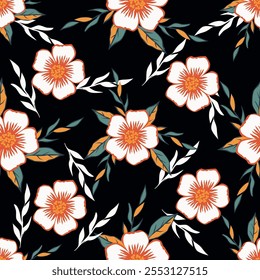 Flores de campo de flores de Cornflower - vetor padrão floral sem costura em cores suaves e naturais azul, rosa, bege. Fundo natural e bonito. Impressão de moda com flores para decoração de primavera e verão