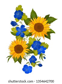 cornflowers and sunflowers bouquet