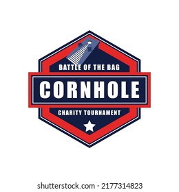 Cornhole Badge Logo Design. Cornhole logo sign for charity event or family gathering tournament.