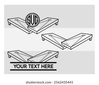 cornhole, Bean Bag Board, cornhole silhouette, sports, Cornhole Boards, Bean Bag, outline, Corn hole, vector, monogram, Split Monogram, Circle Monogram