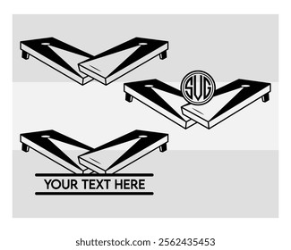 cornhole, Bean Bag Board, cornhole silhouette, sports, Cornhole Boards, Bean Bag, outline, Corn hole, vector, monogram, Split Monogram, Circle Monogram