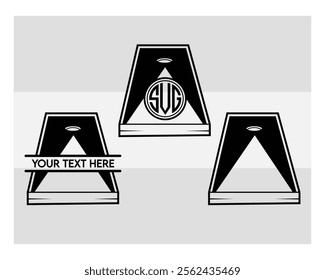 cornhole, Bean Bag Board, cornhole silhouette, sports, Cornhole Boards, Bean Bag, outline, Corn hole, vector, monogram, Split Monogram, Circle Monogram