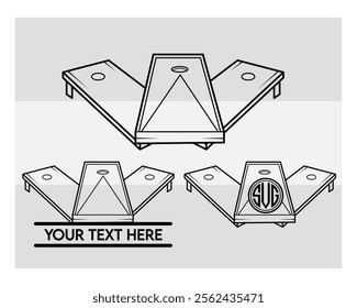 cornhole, Bean Bag Board, cornhole silhouette, sports, Cornhole Boards, Bean Bag, outline, Corn hole, vector, monogram, Split Monogram, Circle Monogram