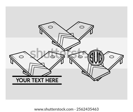 cornhole, Bean Bag Board, cornhole silhouette, sports, Cornhole Boards, Bean Bag, outline, Corn hole, vector, monogram, Split Monogram, Circle Monogram