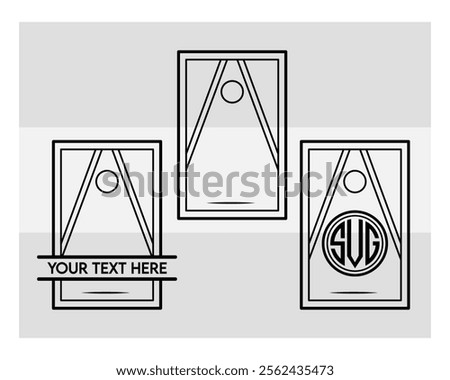 cornhole, Bean Bag Board, cornhole silhouette, sports, Cornhole Boards, Bean Bag, outline, Corn hole, vector, monogram, Split Monogram, Circle Monogram